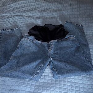 Blue Maternity Isabel Jeans with Waistband, Straight Leg